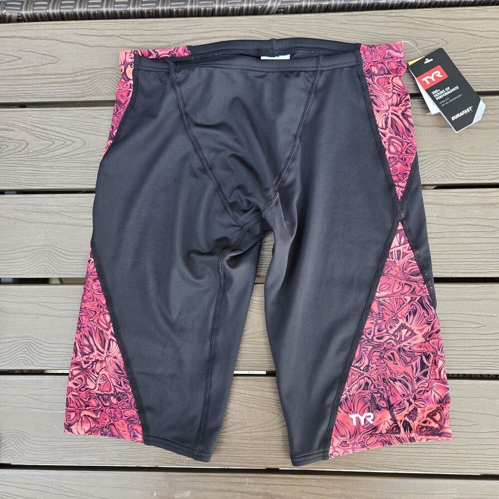 TYR Durafast Nebulous Drawstring Red/black Swim Jammer Size 32 New